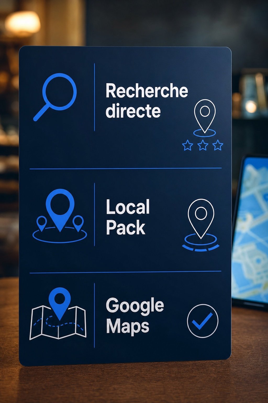 Électricien consultant la zone d'intervention de sa fiche Google Maps sur tablette | Optileo