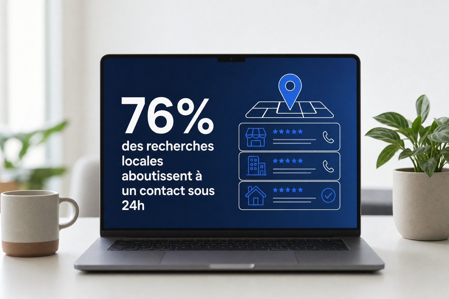 Infographie Local Pack Google Maps et statistiques de visibilité artisan | Optileo