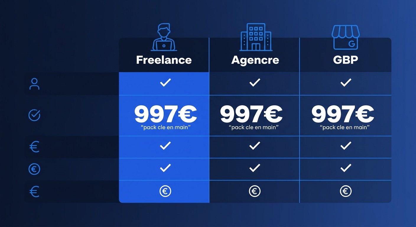 Artisan breton comparant des devis SEO sur ordinateur portable | Optileo