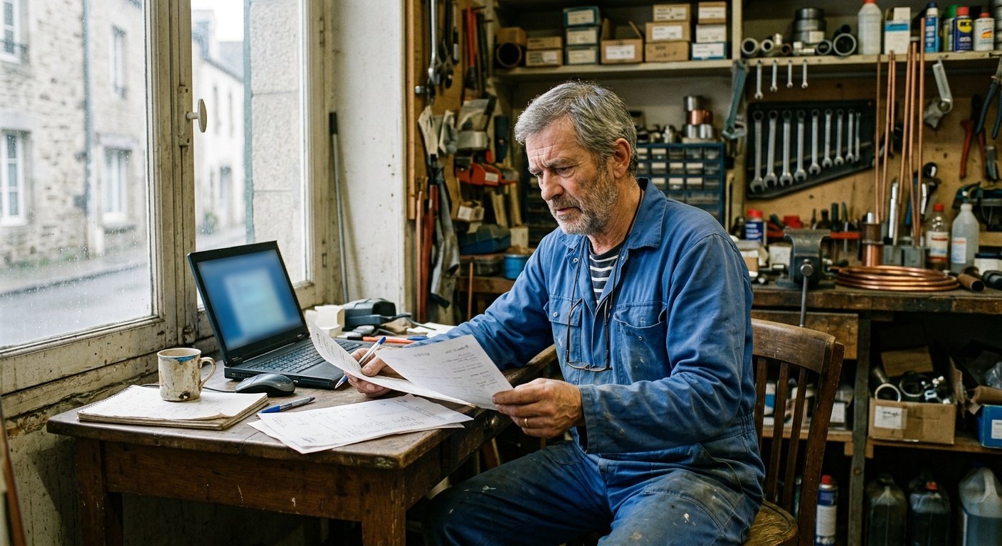 Artisan breton satisfait consultant les avis clients sur sa fiche Google | Optileo